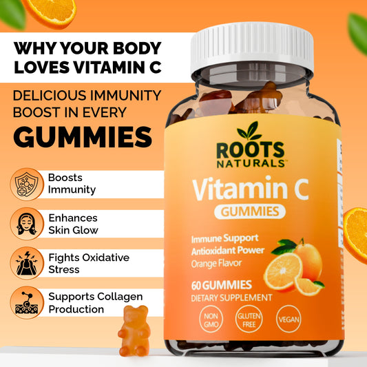 Roots Naturals™ Vitamin C Gummies – Orange Flavor (60 Gummies)