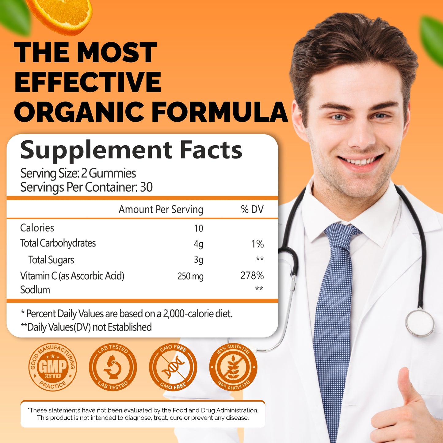 Roots Naturals™ Vitamin C Gummies – Orange Flavor (60 Gummies)